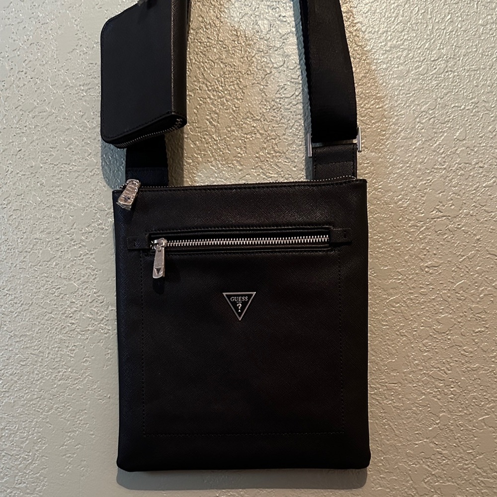 Guess Black Messenger Bag for Men